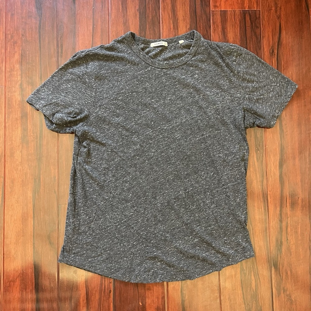 Buck Mason Heather Charcoal Gray Curved Hem T Shirt Short Sleeve Men's Size XL